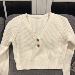 Aeropostale Cream Cardigan Sweater Ribbed Knit